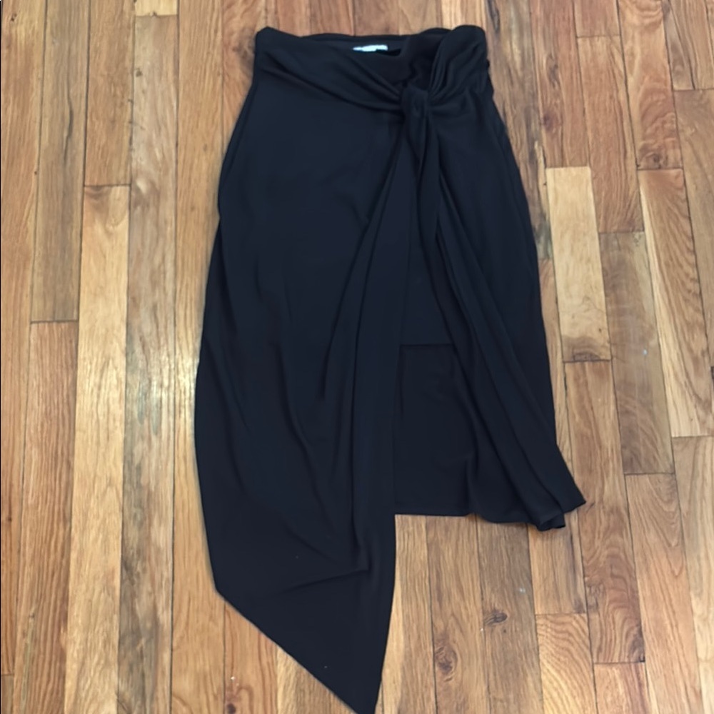 Black knot detail Asymmetrical Skirt (3)